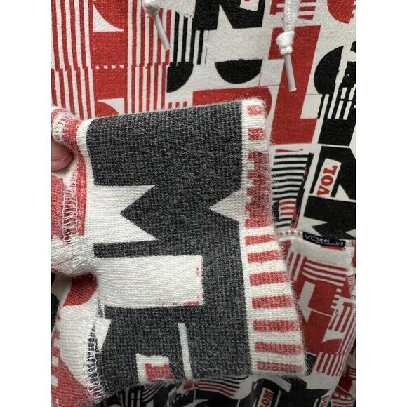 Vintage Volcom Hoodie Eastern Block RARE Med All Over Print Volcom Red Black Y2K - Picture 3 of 13